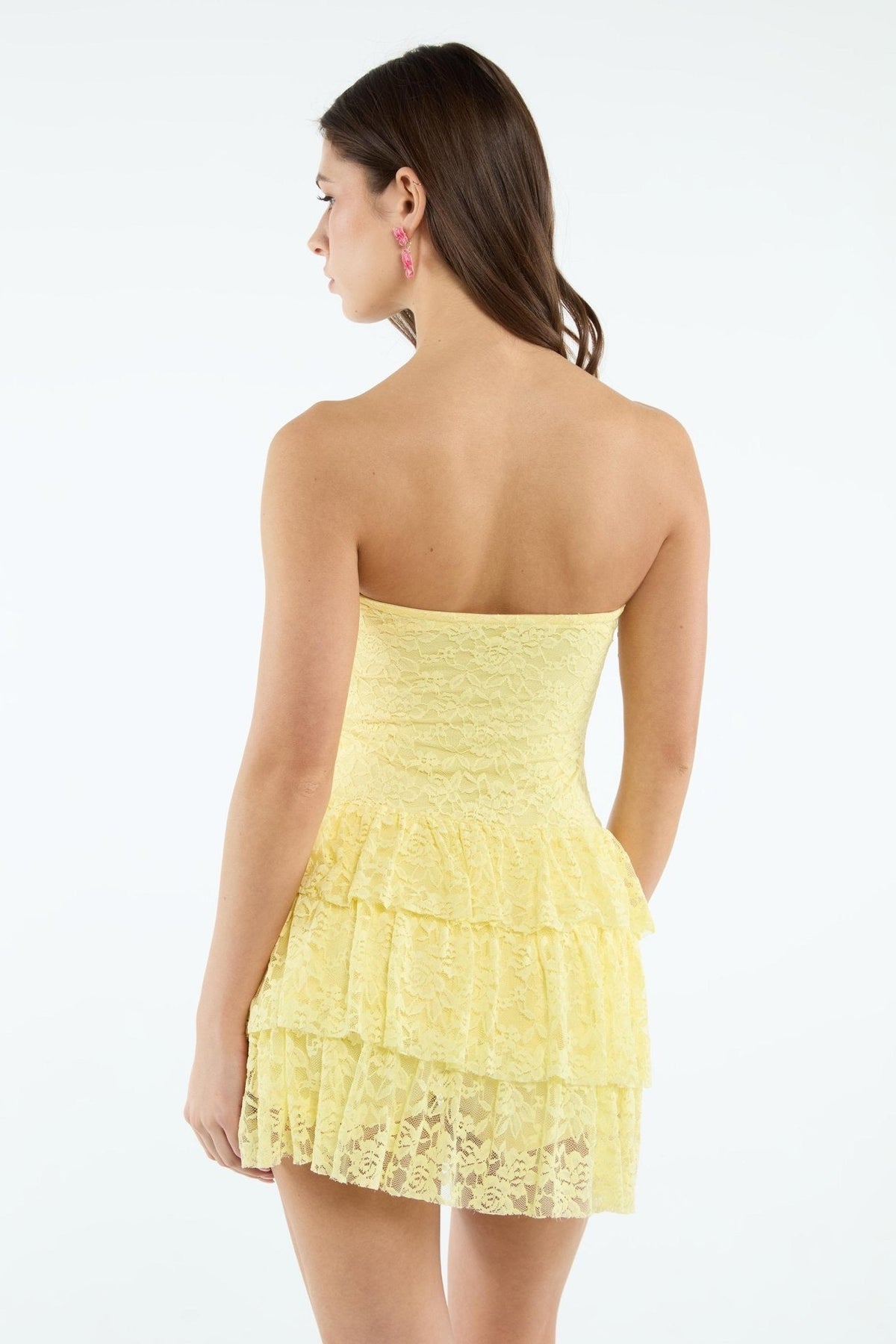 MISS MONDAY | YELLOW FLORAL LACE MINI DRESS