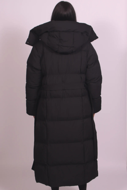 MISS MONDAY | LONG BELTED QUILTED PUFFER COAT
