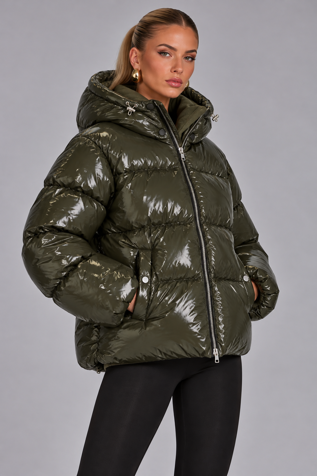 MISS MONDAY | SHINY CROPPED PUFFER JACKET