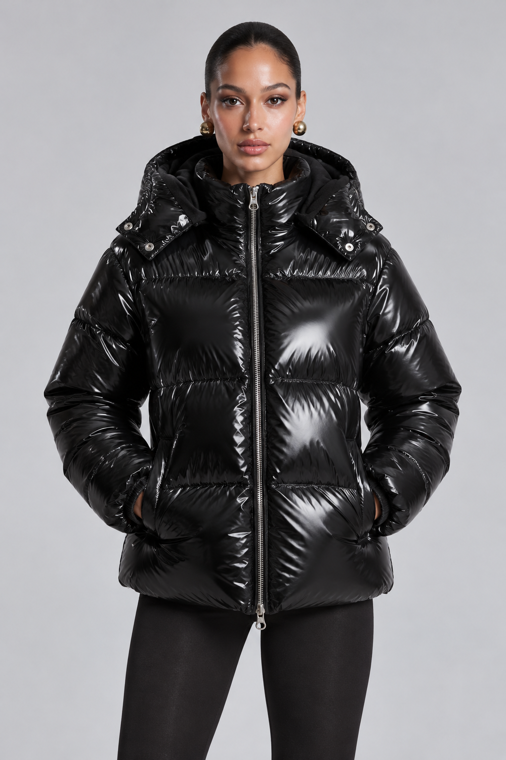 MISS MONDAY | SHINY CROPPED PUFFER JACKET