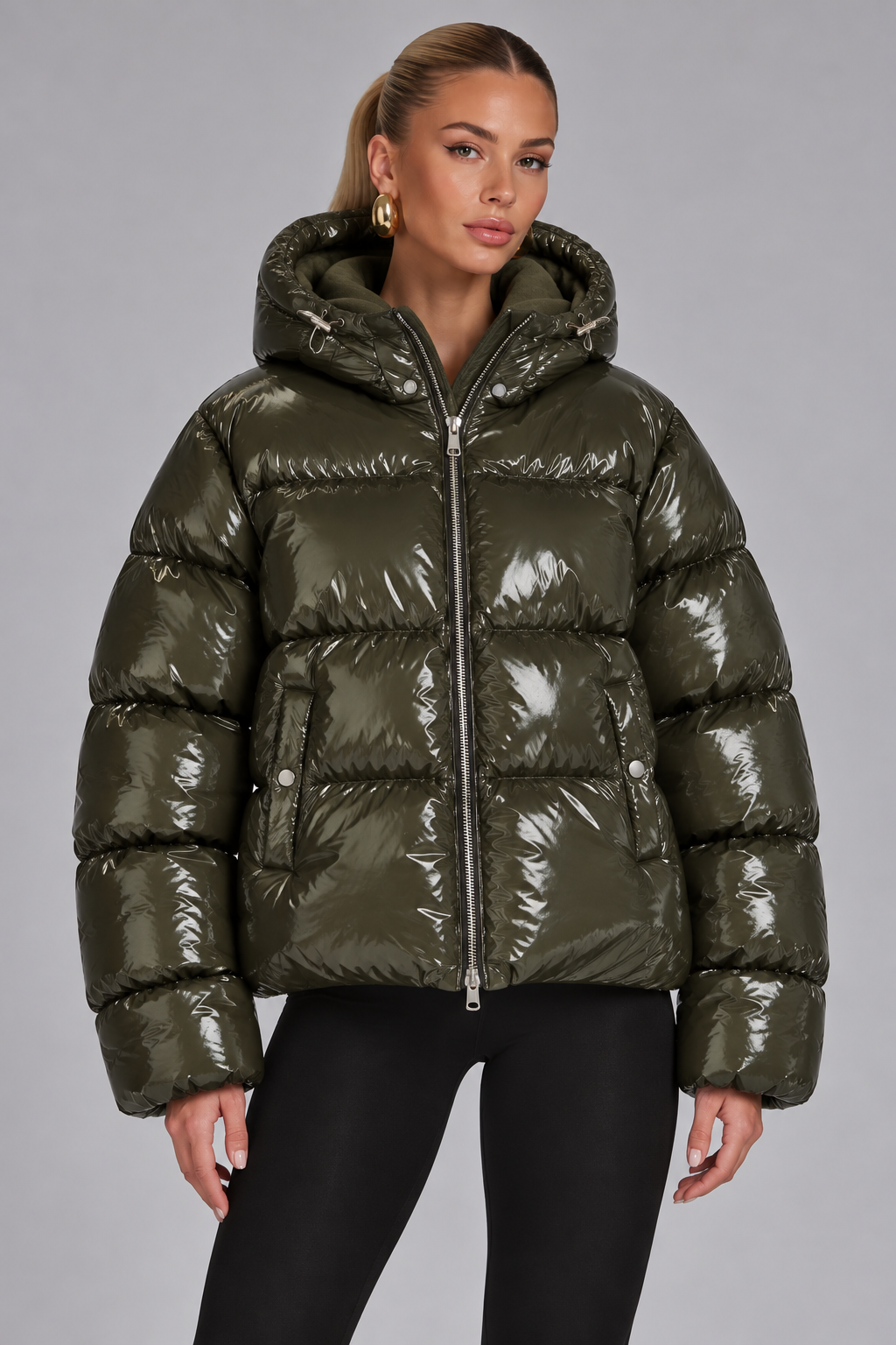 MISS MONDAY | SHINY CROPPED PUFFER JACKET