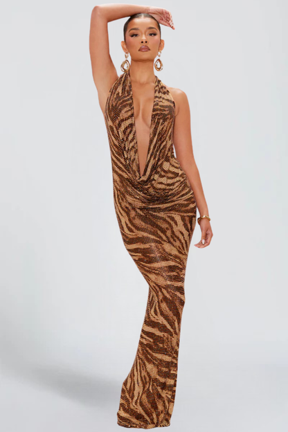 MISS MONDAY | LEOPARD SEQUIN MAXI DRESS